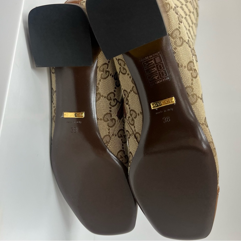 Gucci Women's GG Knee-high Boot in Tan - Picture 4 of 11